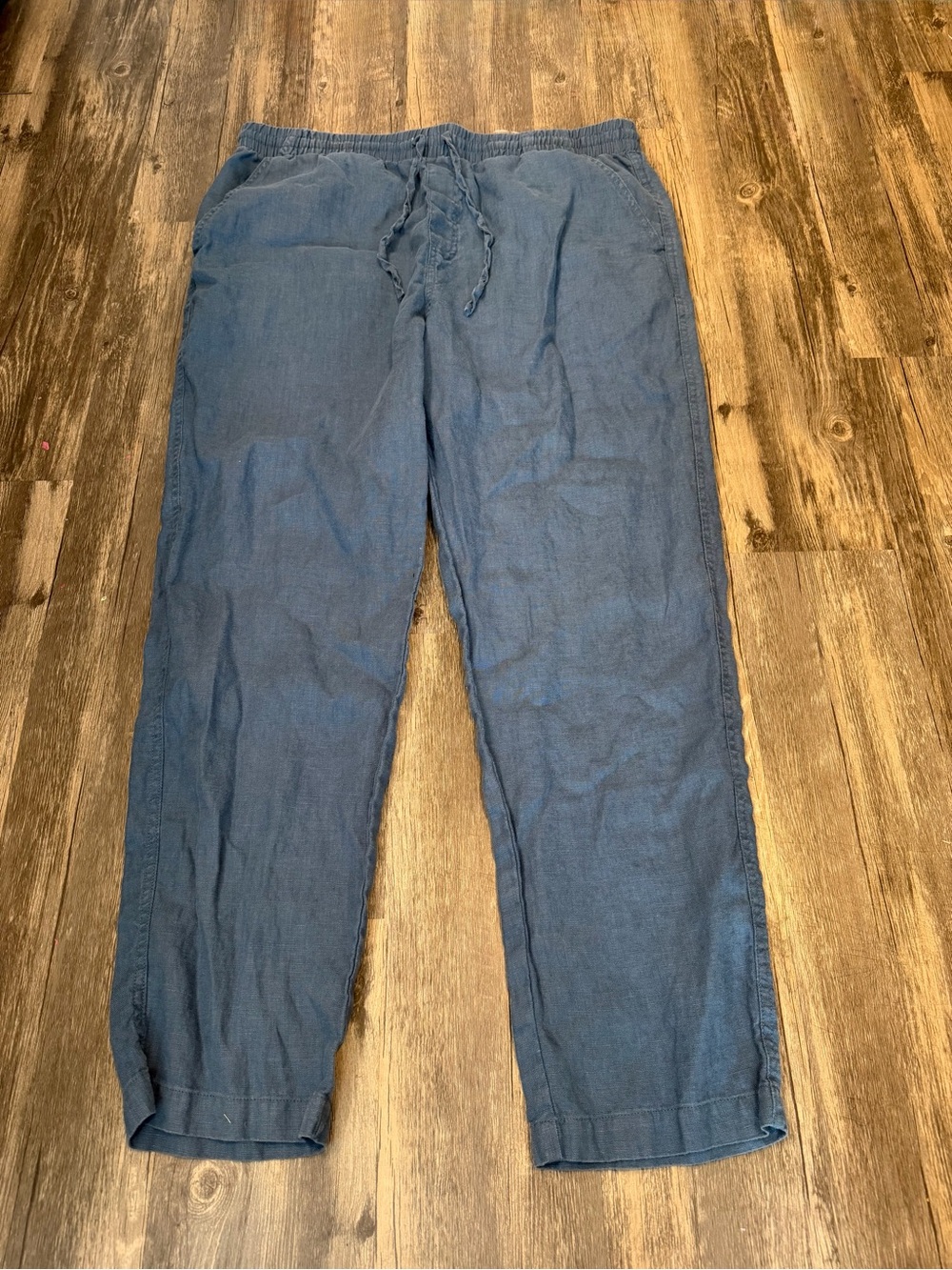 Cotton On Mens 100% Linen Straight Leg Pants Blue Baggy Fit Resortwear Vacation